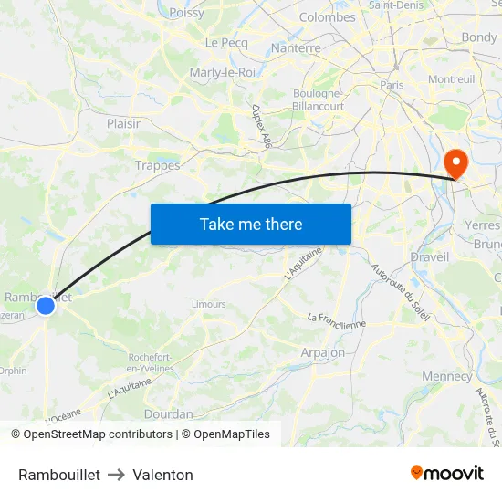 Rambouillet to Valenton map