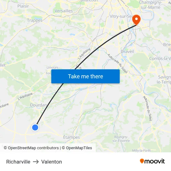 Richarville to Valenton map