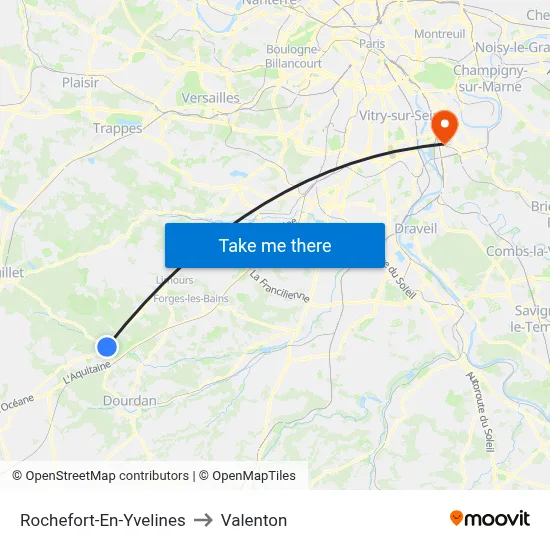 Rochefort-En-Yvelines to Valenton map
