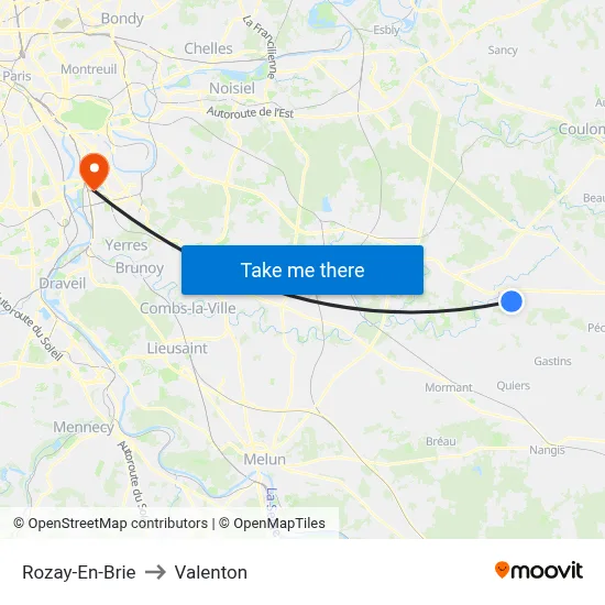 Rozay-En-Brie to Valenton map