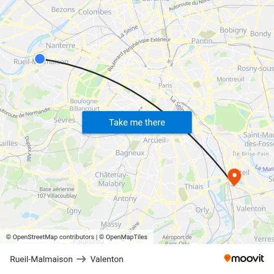 Rueil-Malmaison to Valenton map