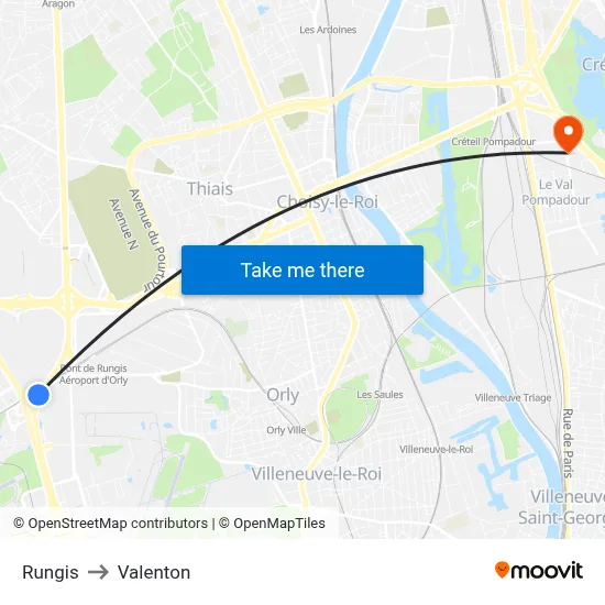 Rungis to Valenton map