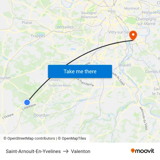 Saint-Arnoult-En-Yvelines to Valenton map