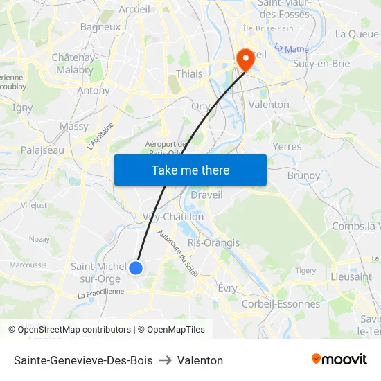 Sainte-Genevieve-Des-Bois to Valenton map