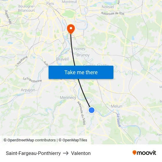 Saint-Fargeau-Ponthierry to Valenton map