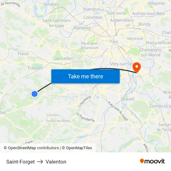 Saint-Forget to Valenton map