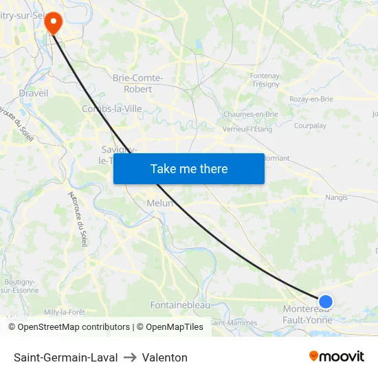 Saint-Germain-Laval to Valenton map