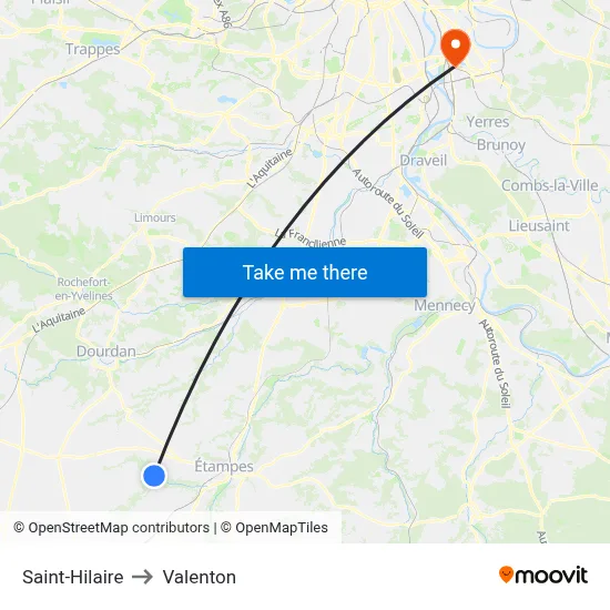 Saint-Hilaire to Valenton map