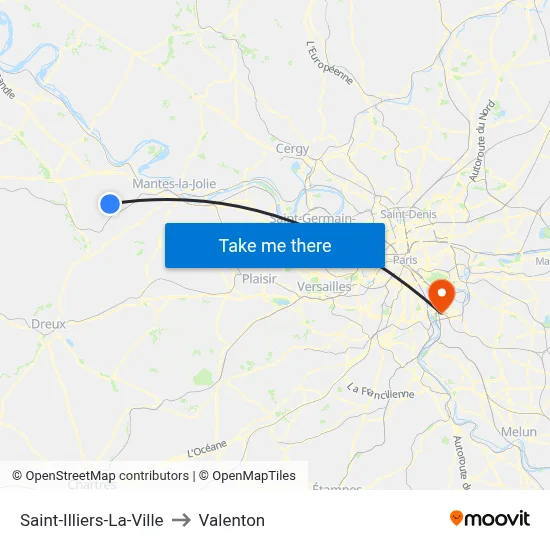 Saint-Illiers-La-Ville to Valenton map