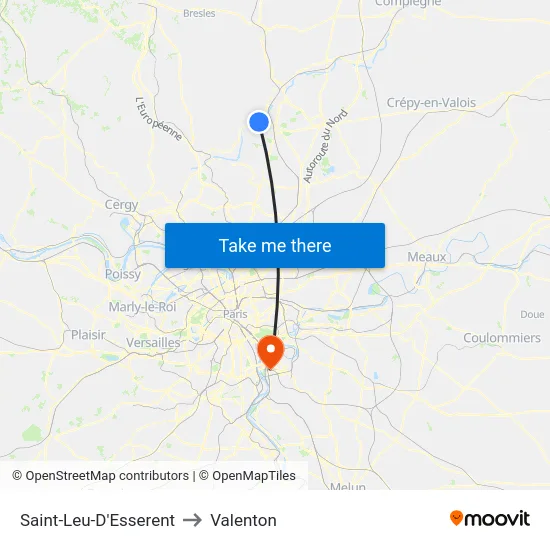 Saint-Leu-D'Esserent to Valenton map