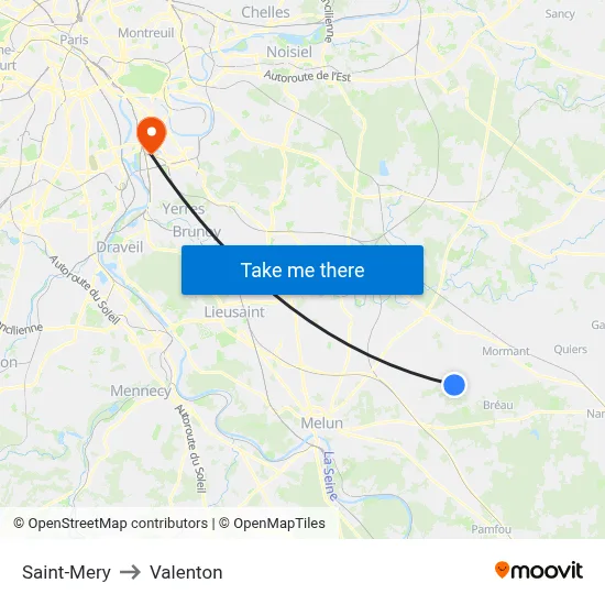 Saint-Mery to Valenton map