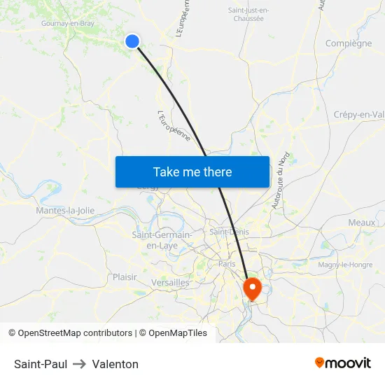 Saint-Paul to Valenton map