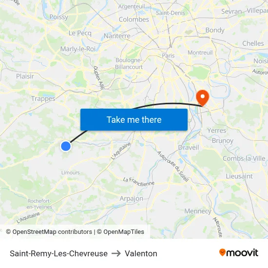 Saint-Remy-Les-Chevreuse to Valenton map