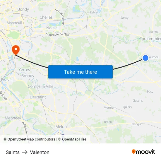 Saints to Valenton map