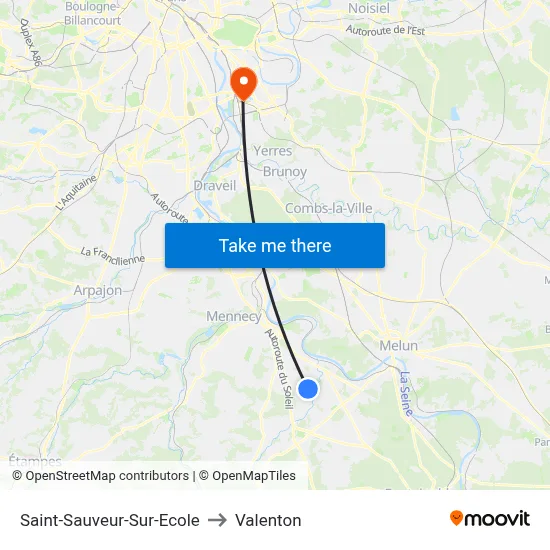 Saint-Sauveur-Sur-Ecole to Valenton map