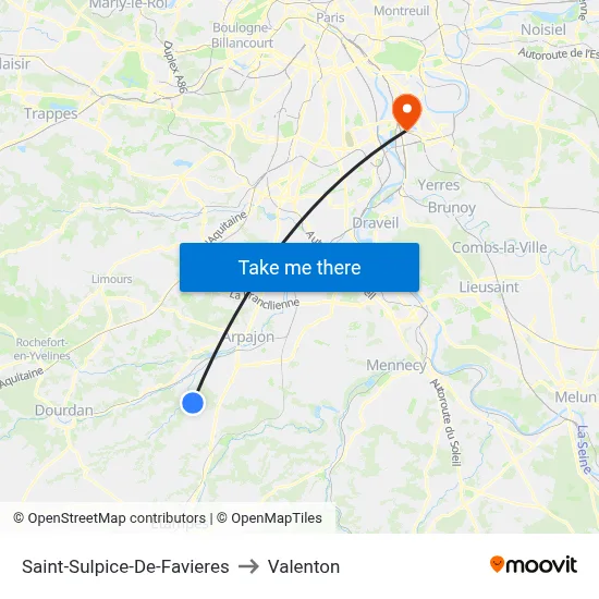 Saint-Sulpice-De-Favieres to Valenton map
