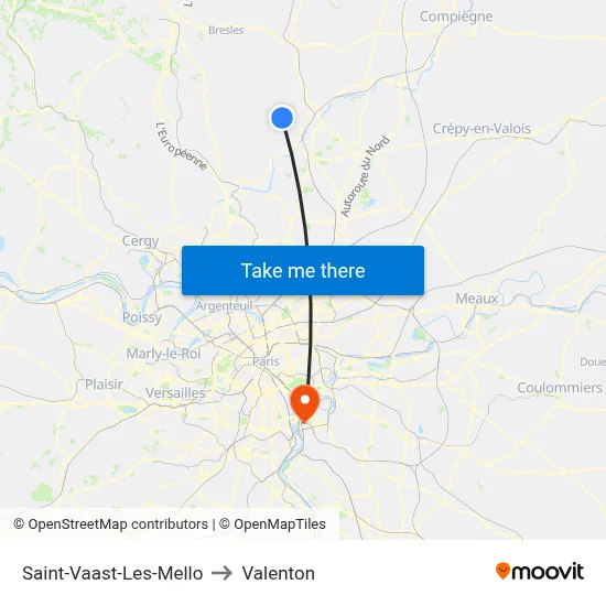 Saint-Vaast-Les-Mello to Valenton map