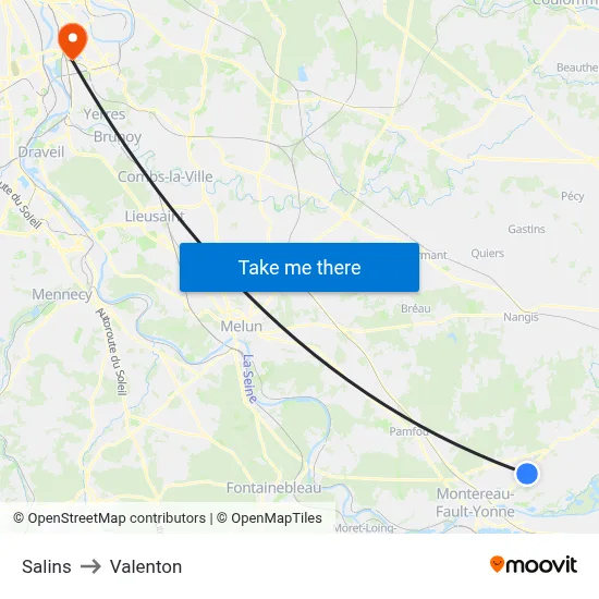 Salins to Valenton map