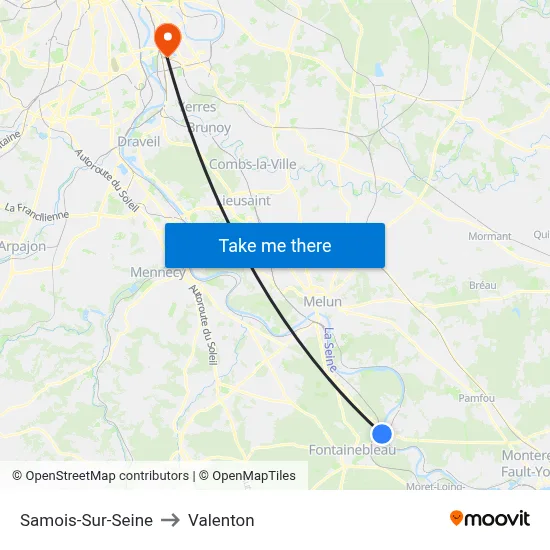 Samois-Sur-Seine to Valenton map