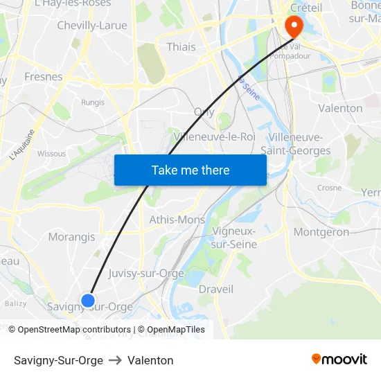 Savigny-Sur-Orge to Valenton map