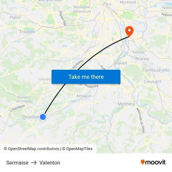 Sermaise to Valenton map