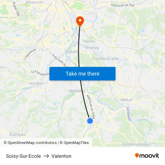 Soisy-Sur-Ecole to Valenton map