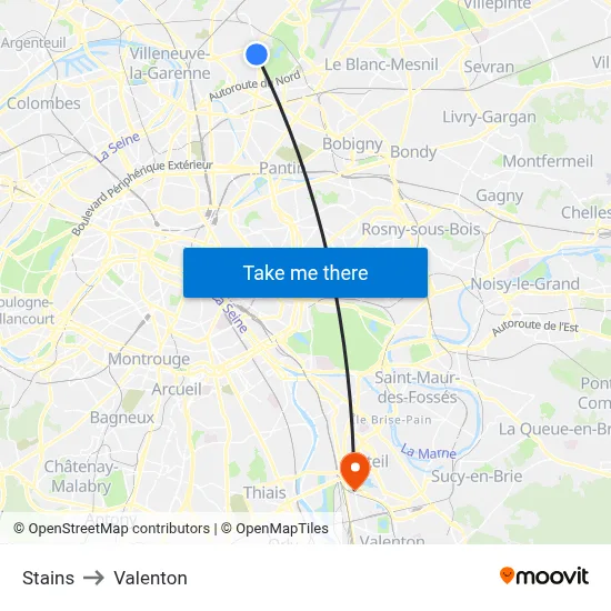 Stains to Valenton map
