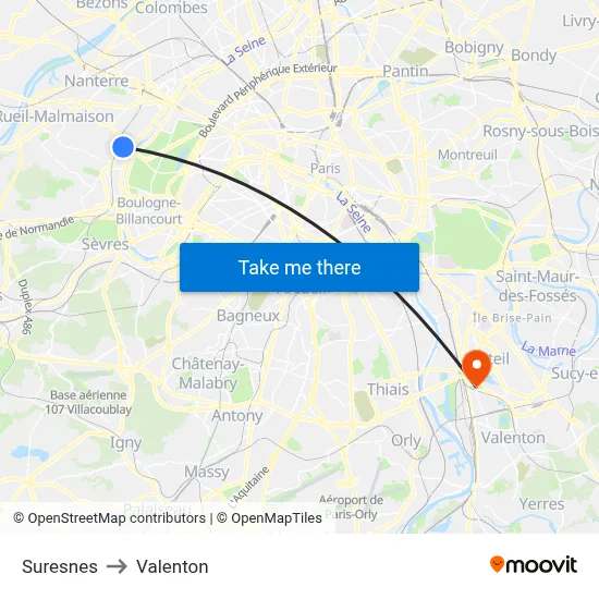 Suresnes to Valenton map