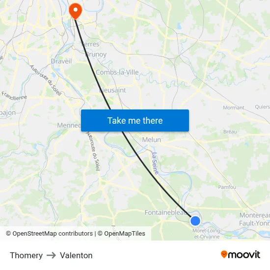 Thomery to Valenton map