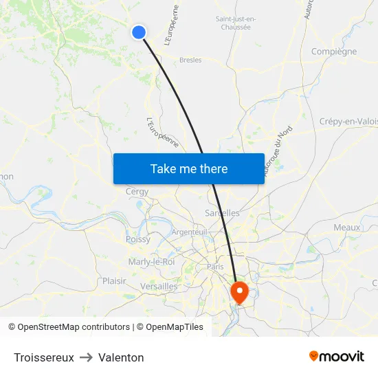 Troissereux to Valenton map