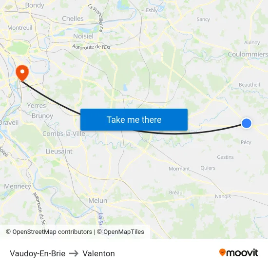 Vaudoy-En-Brie to Valenton map