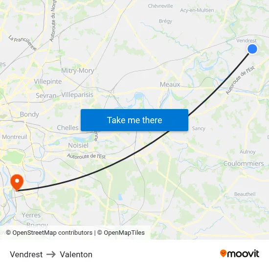 Vendrest to Valenton map