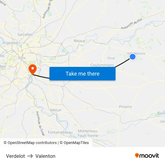 Verdelot to Valenton map