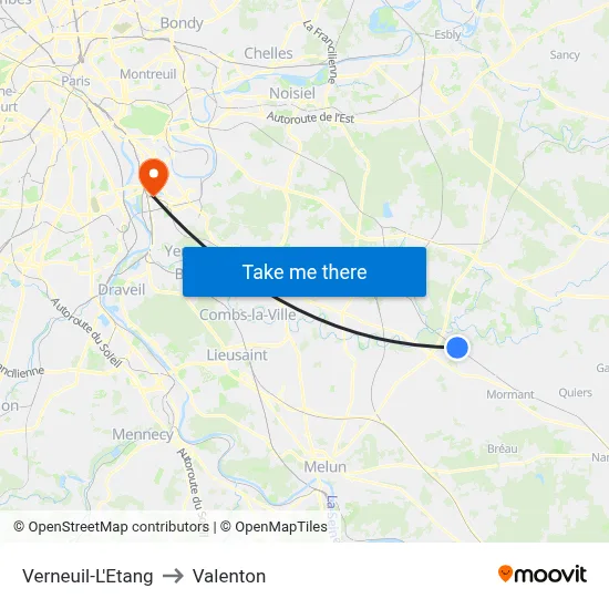Verneuil-L'Etang to Valenton map