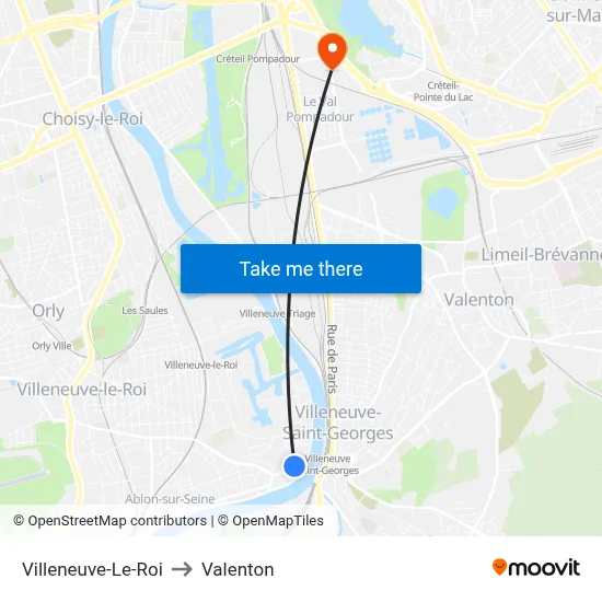 Villeneuve-Le-Roi to Valenton map