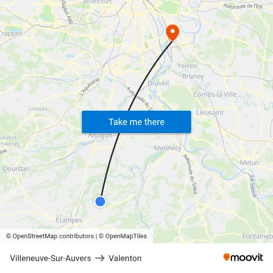 Villeneuve-Sur-Auvers to Valenton map