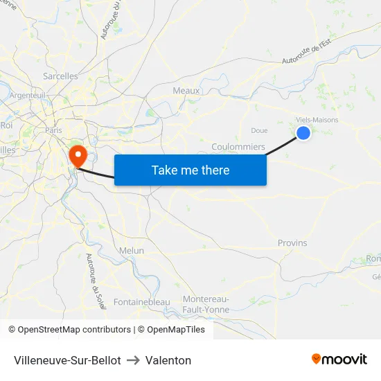 Villeneuve-Sur-Bellot to Valenton map