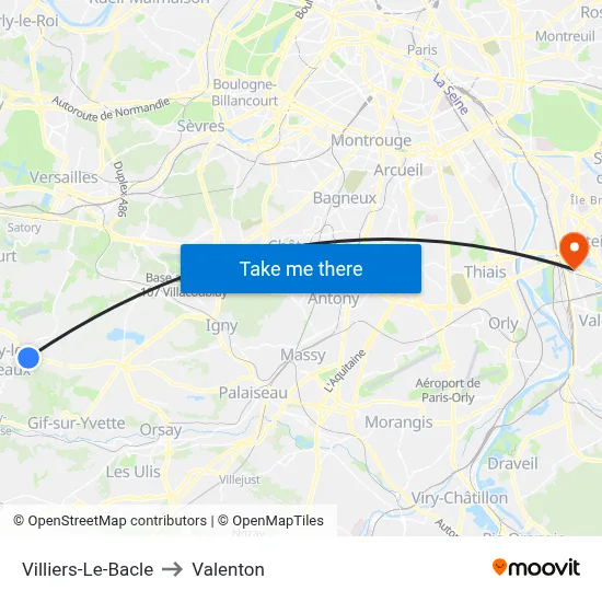 Villiers-Le-Bacle to Valenton map