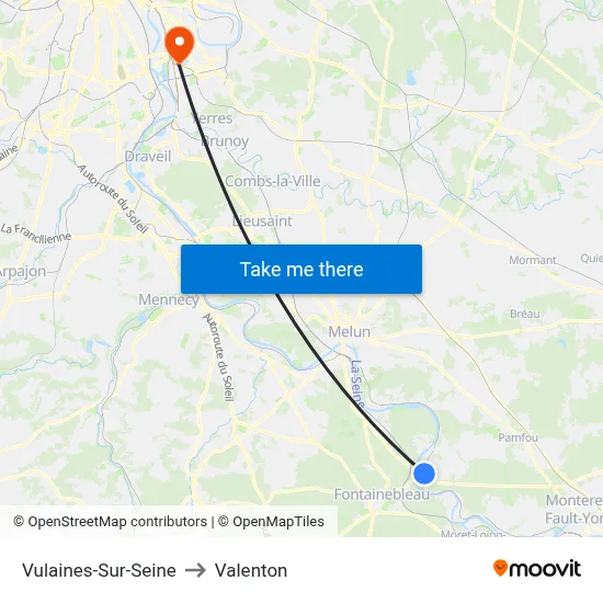 Vulaines-Sur-Seine to Valenton map