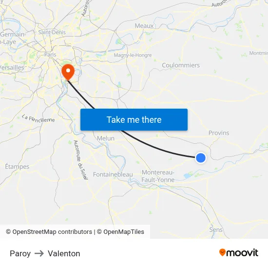 Paroy to Valenton map