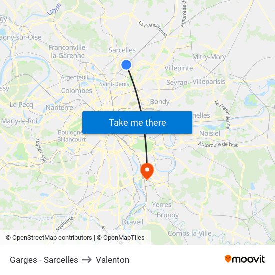Garges - Sarcelles to Valenton map