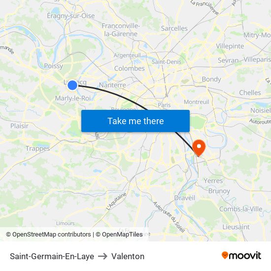 Saint-Germain-En-Laye to Valenton map