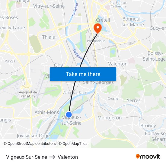 Vigneux-Sur-Seine to Valenton map