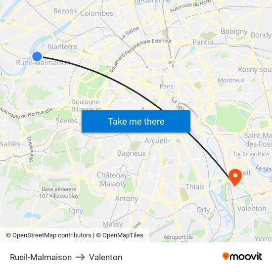 Rueil-Malmaison to Valenton map