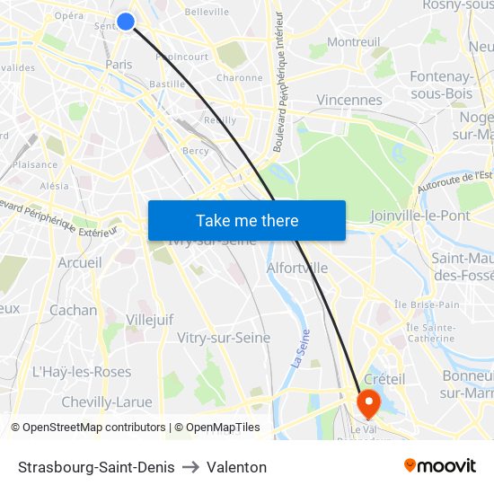 Strasbourg-Saint-Denis to Valenton map