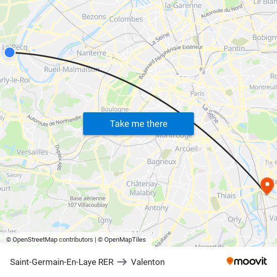 Saint-Germain-En-Laye RER to Valenton map