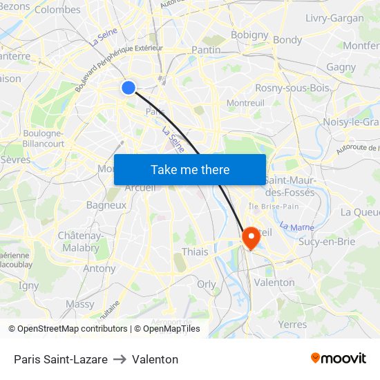 Paris Saint-Lazare to Valenton map