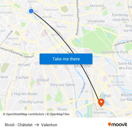 Rivoli - Châtelet to Valenton map