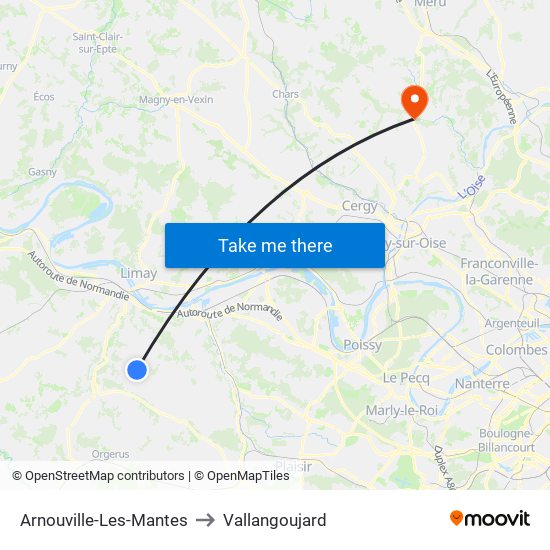 Arnouville-Les-Mantes to Vallangoujard map