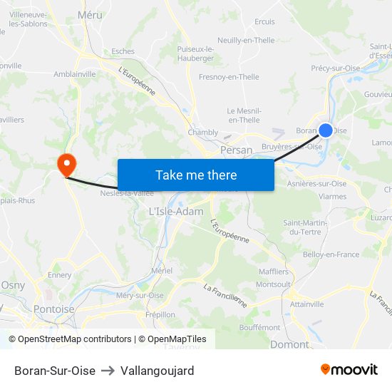 Boran-Sur-Oise to Vallangoujard map